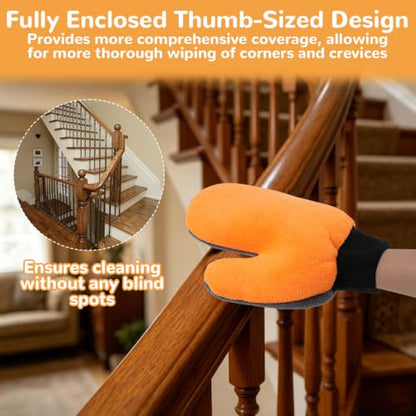 14 Pack Paint Mitt Gloves Scratch Free Microfiber Terry Gloves with Thumb Reusable Double Sided Coral Fleece Mitts for Car Wash, Dusting, Painting, Cleaning