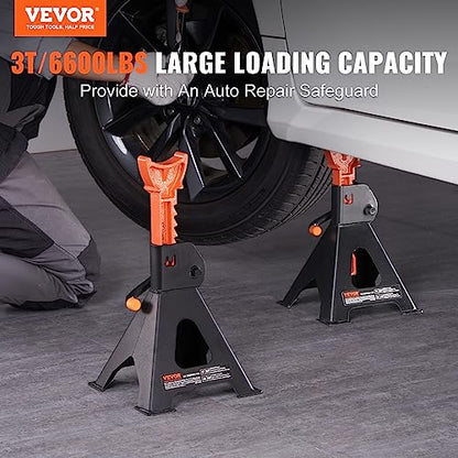 VEVOR Jack Stands, 3 Ton (6,000 lbs) Capacity Car Jack Stands, 10.8-16.3 inch Adjustable Height, for lifting SUV, Pickup Truck, Car and UTV/ATV, Red, 1 Pair | 10.8-16.3 inch Adjustable Height, for Lifting SUV, Pickup Truck, Car and UTV/ATV, Red - style: 3