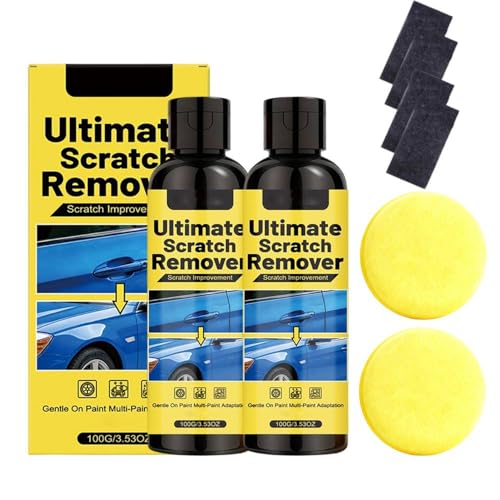 Car Scratch Remover, 3.53 Fl Oz Car Paint Repair Paste, Car Paint Polishing Compound, Quick Fix for Deep Scratches, Universal Scratch Removal Wax with Sponge, Works for All Vehicle Paint Colors (2)