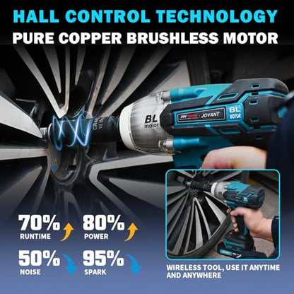 Cordless Impact Wrench Kit, 20V MAX Electric Impact Gun, 737Ft-lbs(1000N.m) Brushless Impact Wrenches, Power Impact Wrenches with 5-Mode Speed,Torque Wrench 1/2 Drive for Car/Truck RV/Mower