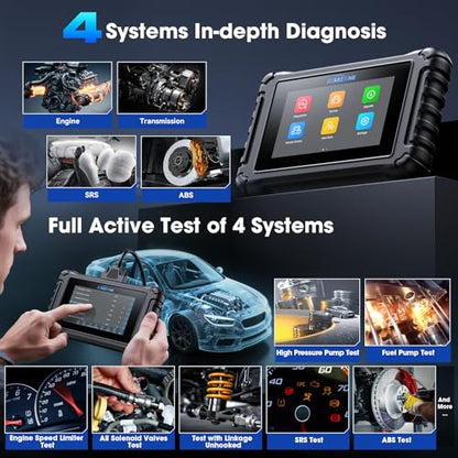 4 Systems OBD2 Scanner UR600 ABS SRS Engine Transmission Car Code Reader with 50 Services Bidirectional Test of 4 Systems Battery Test ECU Coding Diagnostic Scan Tools Lifetime Free Upgrade
