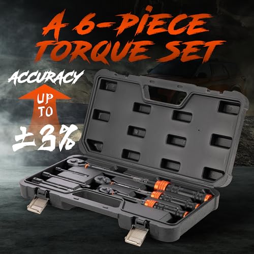 6PCS Torque Wrench Set, 1/4" 3/8" 1/2" Drive Click Torque Wrenches (20-240 in.lb, 5-45 ft.lb, 10-180 ft.lb) ±3% Accuracy, 72-Tooth Dual-Direction Dual-Scale for Bike, Motorcycle, Car Repair - size: 1/2 3/8 1/4「10-180 Ft.Lb,5-45 Ft.Lb,20-240 In.Lb」