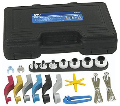 OTC 6554 Fuel and AC Line Disconnect Set | Includes Spring Lock, Scissors, and Clip-On Style Disconnect Tools; Set Covers a Range of 3/8" to 7/8" Diameter Lines