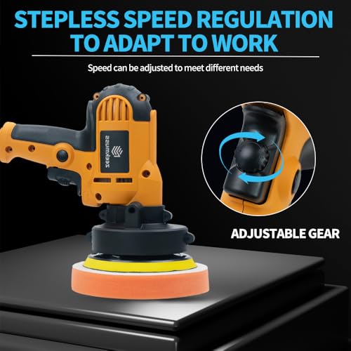 Car Buffer Polisher, 1000-4500RPM Variable Speed, with Polishing Discs Set for Auto Detailing and Waxing