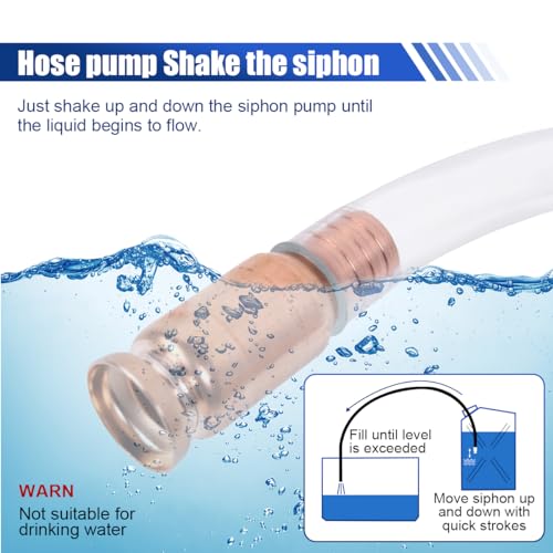 Shaker Siphon Hose for Gasoline, Gasoline Fuel Transfer Pump, Hand Pump Self Priming, 10Ft, 1/2'' Copper Valve Siphon Hose, for Gas Diesel Oil Liquid Water(3 m) - size: 3 m