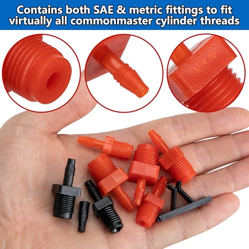 29 Pcs Master Cylinder Bleeder Replacement for 14151-Brake Bleeder Kit with 22" Hose PTFE Tape Universal Connection Fittings Clips-Brake Master Cylinder Bleeder Kit Fit for SAE and Metric