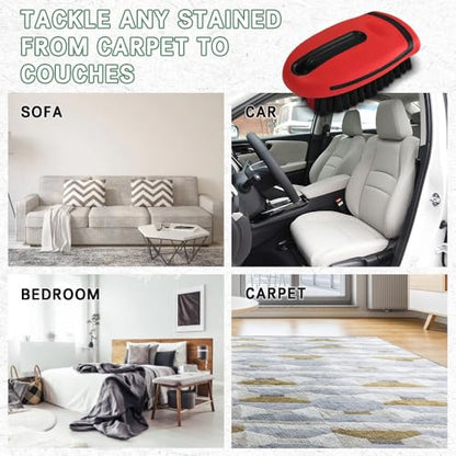 Carpet and Upholstery Cleaning Brush, Stiff Bristle Carpet Detailing Scrubber Brush, Multi-Functional Car Detailing Scrub Brushes, Cleaning Brushes for Car and Home Couch Floor Mats (Red) - color: Red