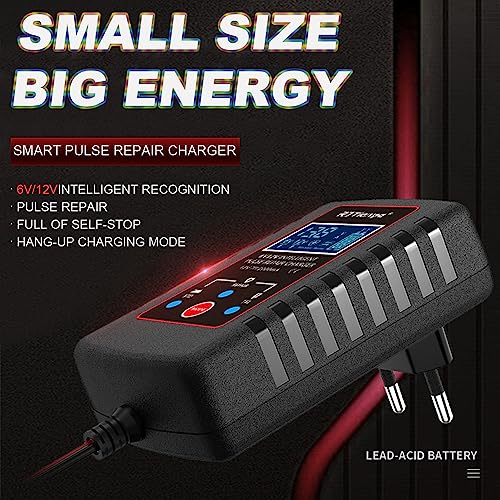 Upgraded 2Amp Car Battery Trickle Charger 6V/12V Smart Fully Automatic 3 Mode Battery Charger Maintainer, Battery Desulfator for Lawn Mower, Motorcycle, Car, Boat, Marine Lead Acid Batteries