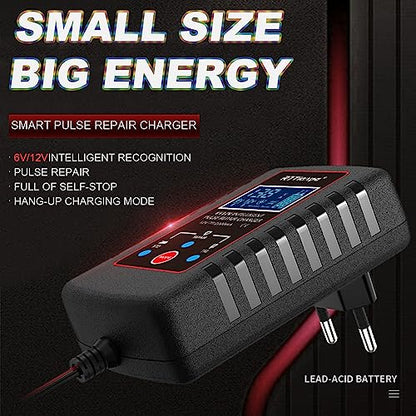 Upgraded 2Amp Car Battery Trickle Charger 6V/12V Smart Fully Automatic 3 Mode Battery Charger Maintainer, Battery Desulfator for Lawn Mower, Motorcycle, Car, Boat, Marine Lead Acid Batteries