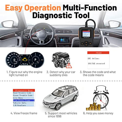 Universal OBD II Scanner, Professional OBD2 Engine Fault Code Reader CAN Diagnostic Scan Tool for All OBD II Protocol Cars (YA003) - color: YA003