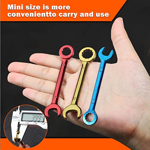 Small Combination Wrench Sets Metric and Standard 20 PCS 4-11mm & 5/32" to 7/16" Color Plated Open and Box End Mini Wrenches with Key Ring Ignition Wrench Set with Zipper Bag - style: Metric and SAE