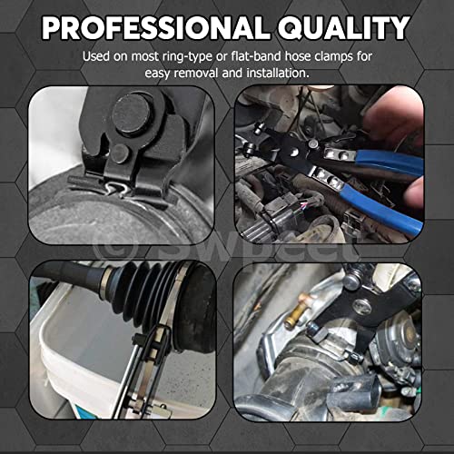 Swpeet 3Pcs Blue CV Joint Boot Clamp Pliers and Swivel Flat Band Hose Clamp Pliers Assortment Kit, Ear Boot Tie Car Band Tool Car Water Pipe Locking Automotive Hose - color: Blue