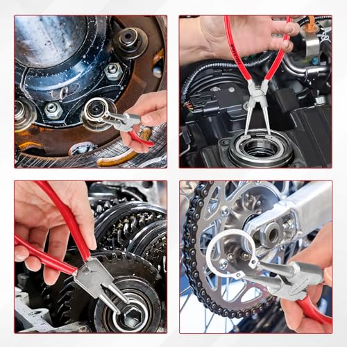 TOOLEAGUE 4 Pcs Snap Ring Pliers Set, Circlip Pliers, 7 inches Internal/External Heavy Duty for Ring Remover Retaining Straight Bent Lock Pliers Set - size: 7 inches (Bent/Straight, Internal/External, 4Pcs)