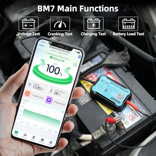 6V 12V 24V Bluetooth Battery Monitor BM7–Work for All Lead-Acid & Lithium Battery with Charging, Cranking System Test & Auto Alarm – Waterproof Voltmeter for Cars, Vans, Trucks, Motorcycles, Boats - style: For 6-24V Lead-Acid & Lithium Battery