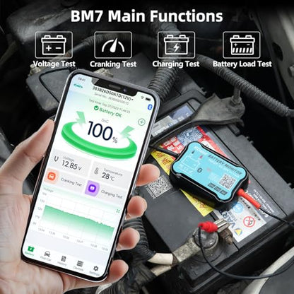 6V 12V 24V Bluetooth Battery Monitor BM7–Work for All Lead-Acid & Lithium Battery with Charging, Cranking System Test & Auto Alarm – Waterproof Voltmeter for Cars, Vans, Trucks, Motorcycles, Boats - style: For 6-24V Lead-Acid & Lithium Battery