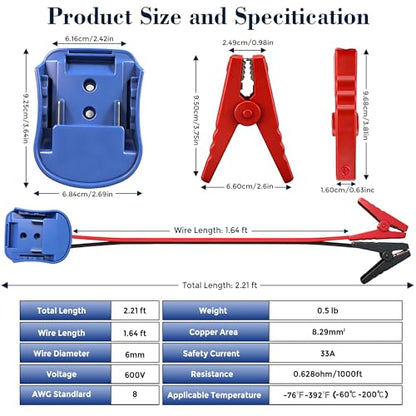 Jumper Cables for Car, 8AWG Pure Copper, 2.2FT Silicone Wire | Automotive Booster Cable Clamps, for Makita Jump Starting Car SUV, High Temperature Resistant - color: blue