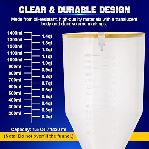 DASBET 15-Piece Oil Funnel Kit | 1.5-Quart No-Spill Engine Oil Funnel with 14 Adapters, One-Handed Easy Fill for Automotive Use