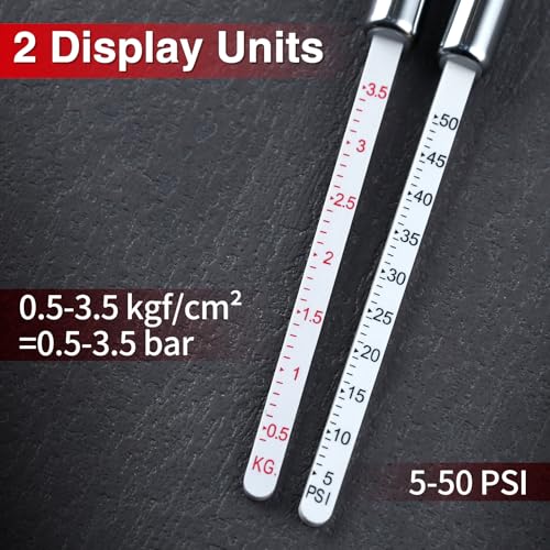 Color Coded Tire Tread Depth Gauge 32nds with Pencil Tire Pressure Gauge 5-50 PSI, Air Pressure Gauge for Tires, Professional Tire Thread Meter Tool for Motorcycle,School Bus,SUV