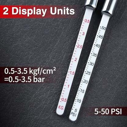 Color Coded Tire Tread Depth Gauge 32nds with Pencil Tire Pressure Gauge 5-50 PSI, Air Pressure Gauge for Tires, Professional Tire Thread Meter Tool for Motorcycle,School Bus,SUV