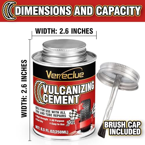 Chemical Vulcanizing Cement, Clear Tire Repair Glue, All Purpose Rubber Cement, Heavy Duty Tire Patch Kit with Brush Top Can for Car, Motorcycle, Bike, 17Oz - size: 17FL.Oz