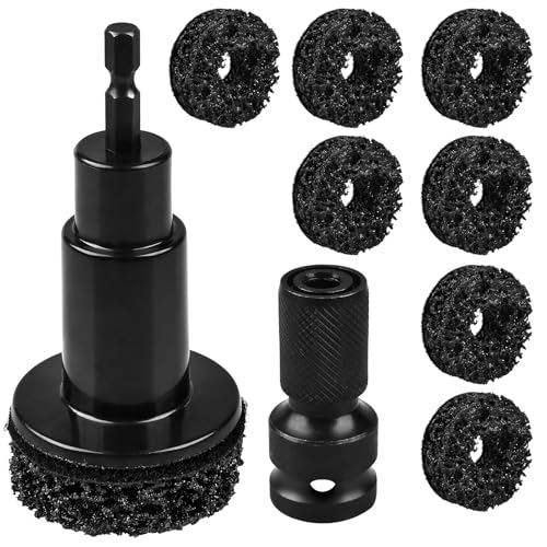 Wheel Hub Cleaning Tool Kit, Wheel Hub Resurfacing kit Includes 7 Pads, Fits Power Drill & 1/2" Impact Driven Wrenches, for Wheel Studs, Hubs, Rotors and Surface of Hub Cleaning