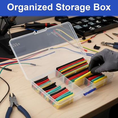 164Pcs 2:1 Premium Heat Shrink Tubing Kit (8Sizes), Heat Shrink Cable Wrap | For Industrial, Automotive & Household Use: Corrosion-Resistant, Insulating, Weatherproof by Ozidstu