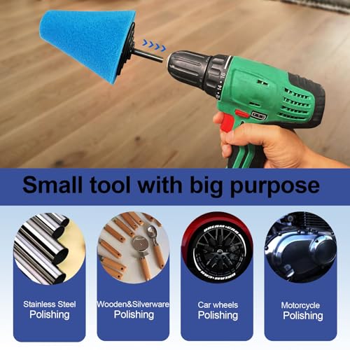 Neeki 12Pcs Polishing and Buffing Kit for Metal Stainless Steel, Jewelry | With 1/4" Shank , 3pcs Polishing Compound, and 3 Polishing Sponge Pads of different hardness levels