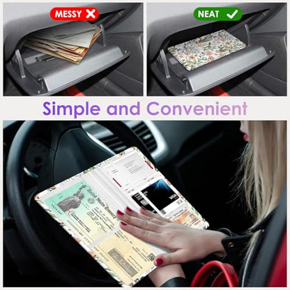Car Registration and Insurance Holder，Colour Patterns Men Women Car License Document Registration and Insurance Card Holder - color: White flora