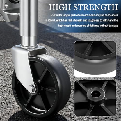 6" Trailer Jack Wheel Replacement,Upgraded Trailer Tongue Jack Wheel with 1200 Lbs Load Capacity,Heavy Duty Wheels for Trailers Jacks Replacement for Trailers RV Hitch