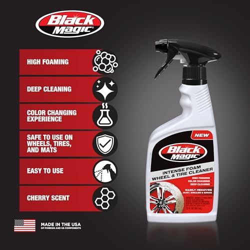 Black Magic 120228 Intense Foam Wheel & Tire Cleaner, High-Foaming Formula for Deep Cleaning, Removes Dirt, Grime & Brake Dust – Safe on All Wheels, 22 Fl Oz - size: 22 Fl Oz (Pack of 1), style: Intense Foam Wheel & Tire Cleaner Trigger