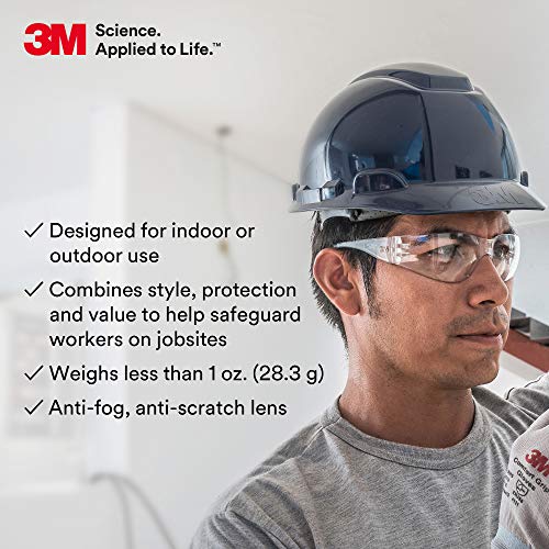 3M Safety Glasses, Virtua Protective Eyewear, Clear Frame, Clear Anti-Fog Lens, Pack of 100, Polycarbonate, ANSI Z87.1-2015, Z87+, Economy - size: 100 count
