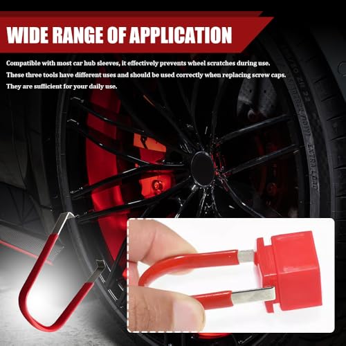 3PCS Car Wheel Hub Bolt Nut Cover Removal Tool, Lug Nut Removal Tool, 3 Styles Lug Cap Cover Remover Set, Car Accessories Wheel Hub Puller & Bolt Cap Remover Hook Universal for Most Vehicles