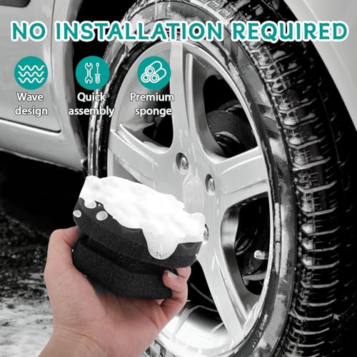 2 PCS Tire Shine Applicator Pad,Hex Grip Tire Dressing Applicator Polishing Sponges Pads,Reusable Tire Shine Sponge Wave,Tire Shine Brush,Car Detailing Sponge for Auto Polishing Cleaning Waxing