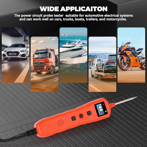 Automotive Power Circuit Probe Tester DC 9-30V Test Light，Electrical Circuit Tester with LED Light & LCD Display, Detects Voltage/Resistance/Diode，Car Short Finder Tool