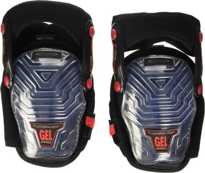 McGuire-Nicholas 30511-1 Pro Hinge Floor Walker Gel Gripper Protective Work Knee Pads, Non-Marring Knee Pads for Flooring, Construction, Painting, Welding, Plumbing Black/Clear (Pack of 6) - size: (Pack of 6)