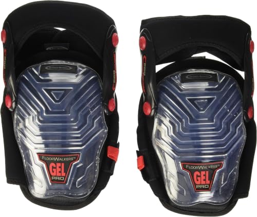 McGuire-Nicholas 30511-1 Pro Hinge Floor Walker Gel Gripper Protective Work Knee Pads, Non-Marring Knee Pads for Flooring, Construction, Painting, Welding, Plumbing Black/Clear (Pack of 6) - size: (Pack of 6)