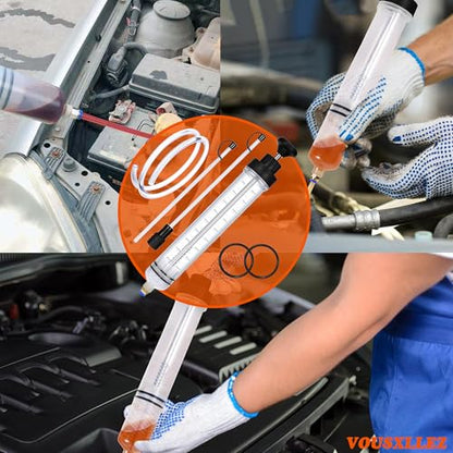 Liquid Extractor,500CC Fluid Extractor,Oil Pump with Hose,Automotive Syringe,Oil Suction for Oil Change with Extension Tubes