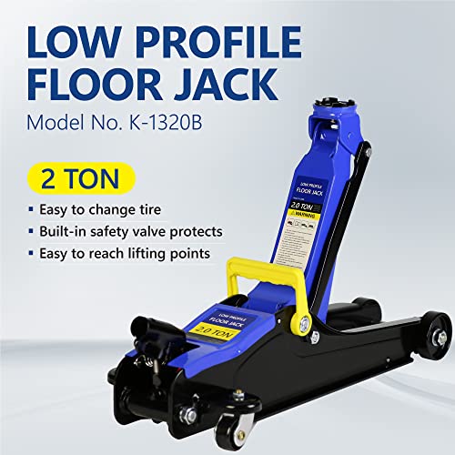 2T Low Profile Steel Floor Jack, 4000 lb, Single Pump, 3.3"-15.2" Lift | Heavy-duty steel, single-piston quick lift, low profile, 3.3"-15.2" range, includes storage bag, overload protection. - size: 2T Single Pump 3.3"-15.2" With Storage Bag