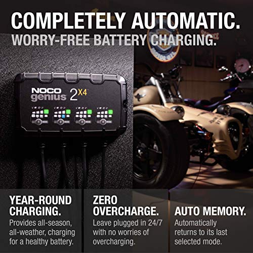 NOCO GENIUS2X4:8A 4-Bank Smart Battery Charger(2A/Bank) -6V/12VAutomatic Maintainer,Trickle Charger & Desulfator Overcharge Protection & Temperature Compensation–for Lead-Acid & Lithium(Pack of 2) - size: 8A (2A per Bank) - Pack of 2
