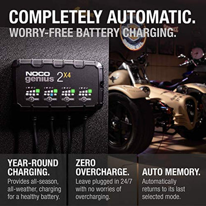 NOCO GENIUS2X4:8A 4-Bank Smart Battery Charger(2A/Bank) -6V/12VAutomatic Maintainer,Trickle Charger & Desulfator Overcharge Protection & Temperature Compensation–for Lead-Acid & Lithium(Pack of 2) - size: 8A (2A per Bank) - Pack of 2