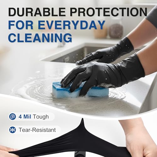 Schneider Medical Nitrile Exam Gloves, 4 Mil Black Gloves Disposable Latex Free Powder Free, Food Safe for Cooking - size: X-Large, style: 100 Count(box of 100)
