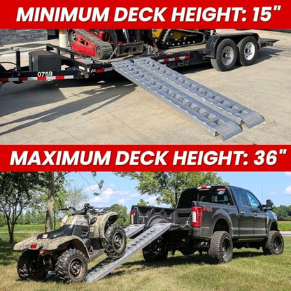 GEN-Y Hitch Heavy Duty Aluminum Loading Ramps - Set of 2, 6 Foot Long x 14 Inches Wide, 6000 lbs Capacity, Hybrid Hook and Plate Ends, Serrated Cross Rungs for Maximum Traction - size: 6'
