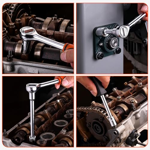 ValueMax Metric 1/4" & 3/8" Drive Socket Set, 21PCS 4-19mm Socket Wrench | Car Tool Kit with Ratchet Wrench, Extension Bars, Adapter, Spinner Handle and Storage Case, for Automotive Repair