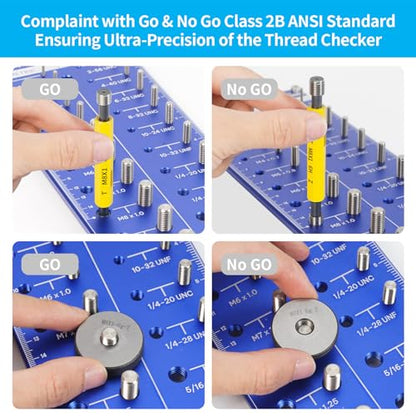 Thread Checker Wall Mounted, Nut and Bolt Thread Checker Board, Identify 31 SAE & Metric Sizes, Heavy Duty Bolt Size Finder & Screw Gauge, Garage Workshop Organizer Tool & Sizing Chart - size: 31 Thread Checker-S01