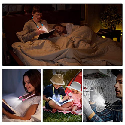 USB Rechargeable Neck Book Light for Reading in Bed, 4 LED Bulbs 4 Adjustable Brightness, Hands Free for Night Jogging or Mending Lamp (Blue) - color: Blue