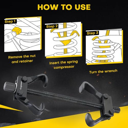 Coil Spring Compressor Tool Set | Coil Spring Compressor for Suspension,Compress,Remove & Install Strut Coil Springs, Fits Most Passenger Cars and Light Trucks
