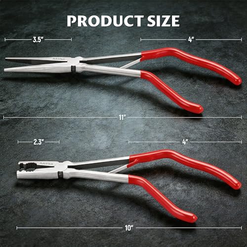 2-Piece Pistol Pliers Set, 11-Inch Long Nose And 10-Inch Long Handle Pistol Pliers, Can Be Used As Fishing Gear And To Hold Nuts And Fasteners, Easy To Work In Tight Spaces