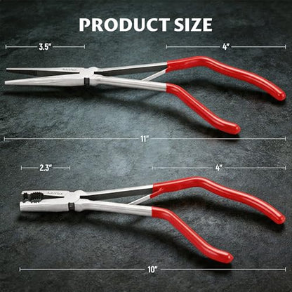 2-Piece Pistol Pliers Set, 11-Inch Long Nose And 10-Inch Long Handle Pistol Pliers, Can Be Used As Fishing Gear And To Hold Nuts And Fasteners, Easy To Work In Tight Spaces