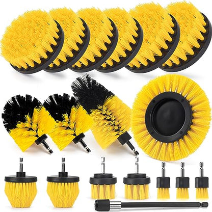18 Pack Drill Brush Attachment Set, Power Cleaning Scrub Brushes for Drill, Extend Long Attachment, All Purpose for Car Detailing, Bathroom, Carpet, Tile Grout, Sinks, Corners