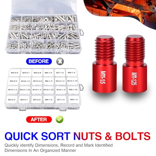 37 Pcs Thread Checker, Nut and Bolt Thread Checker Set with 21 Inch and 16 Metric Box Set Thread Gauge for Standard and Metric Sizes Perfect for Tight Spaces Ideal for Bolt and Nut Size Checkin